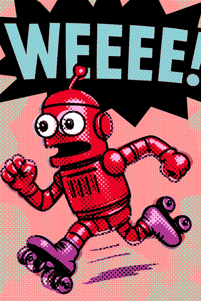 Running Pop Art Robot art print by Erm for $57.95 CAD