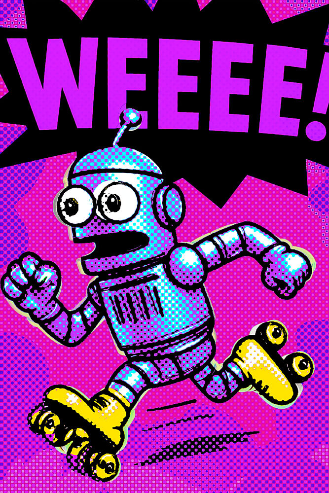 Pop Art Roller Robot art print by Erm for $57.95 CAD