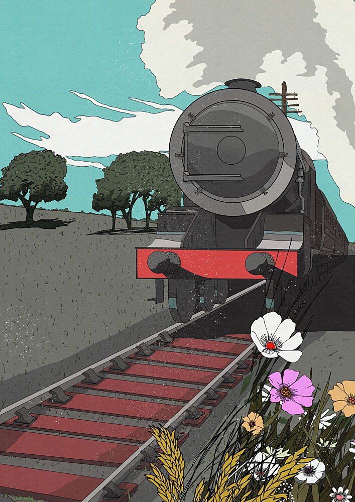 Rural Train Journey art print by Nicholas for $57.95 CAD
