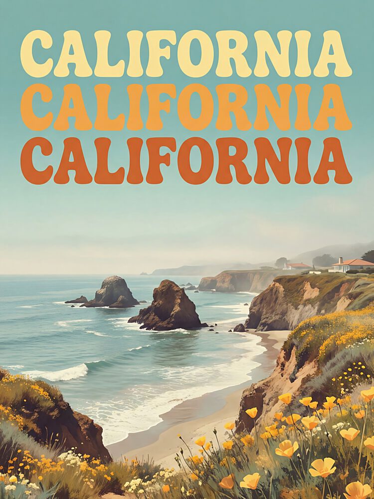 Retro California Coast art print by Andreas Magnusson for $57.95 CAD