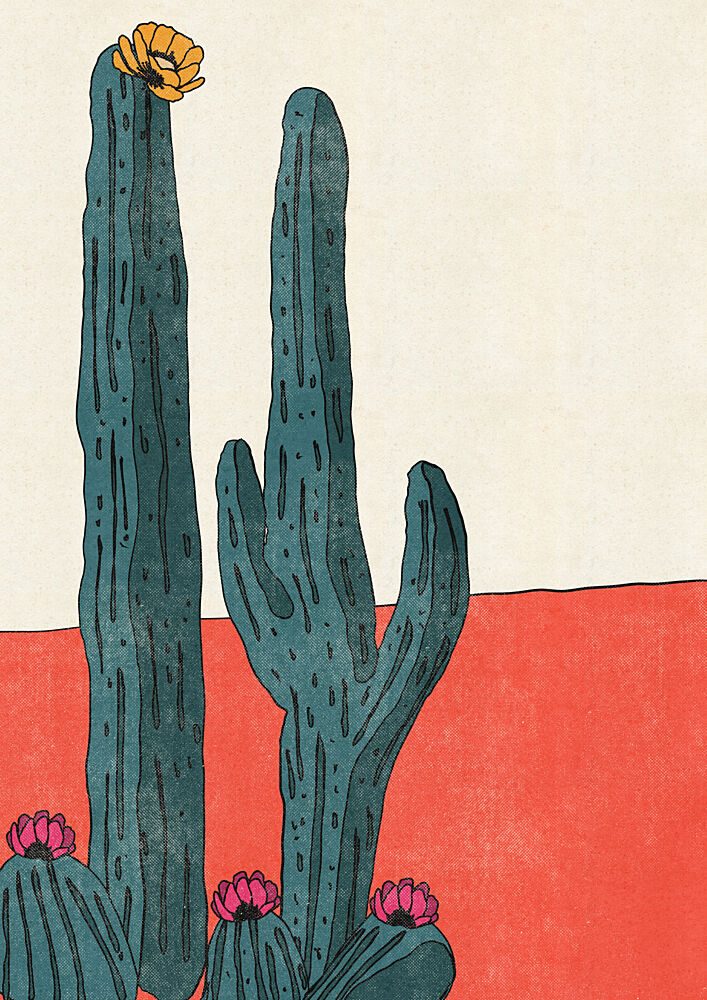 Vibrant Desert Cacti art print by Nicholas for $57.95 CAD