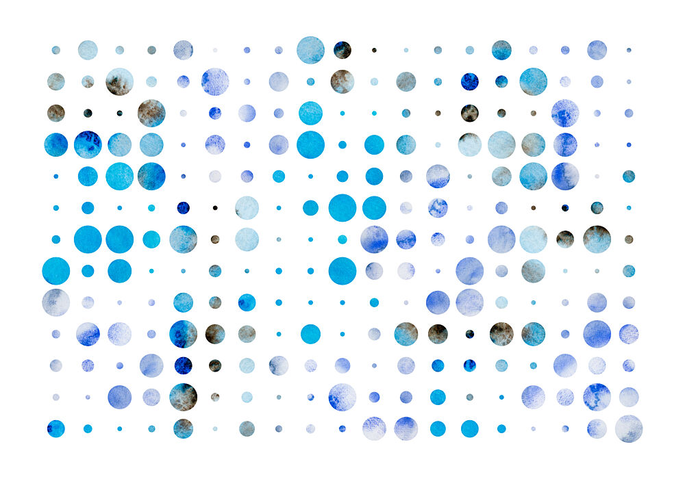 Blue Watercolor Dots art print by Fabiana Silveira for $57.95 CAD