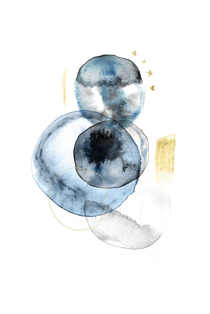 Elegant Blue Gold Shapes art print by Fabiana Silveira for $57.95 CAD