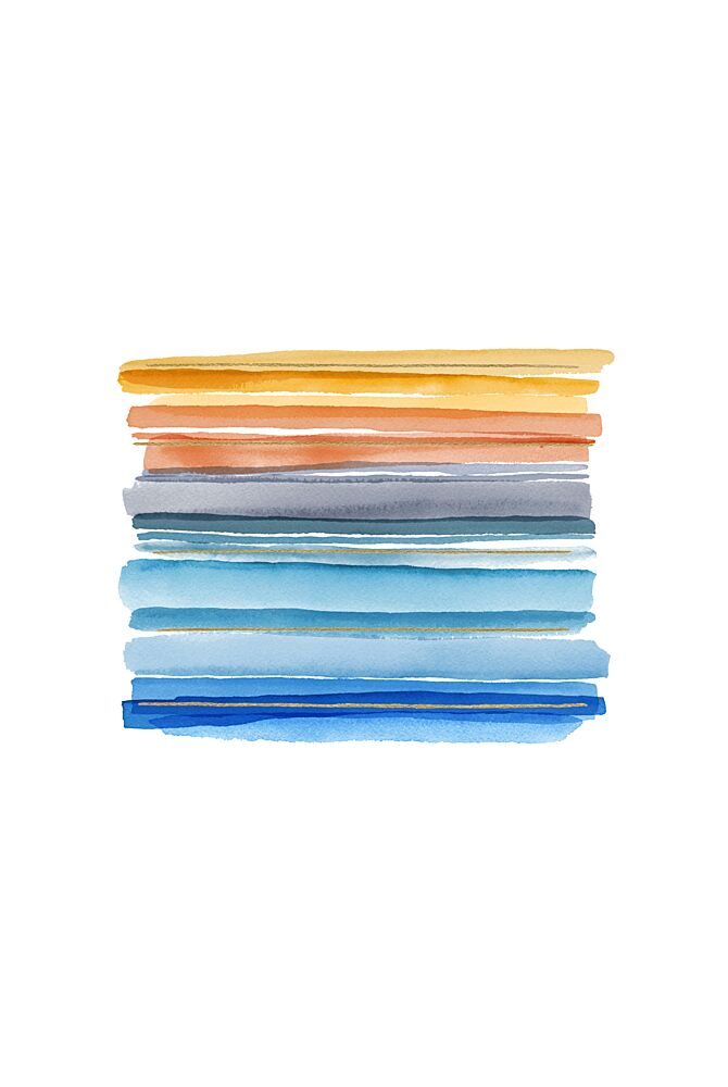 Sunset Watercolor Stripes art print by Fabiana Silveira for $57.95 CAD