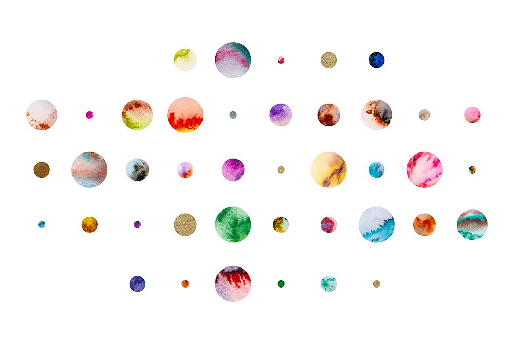 Colorful Watercolor Circles art print by Fabiana Silveira for $57.95 CAD