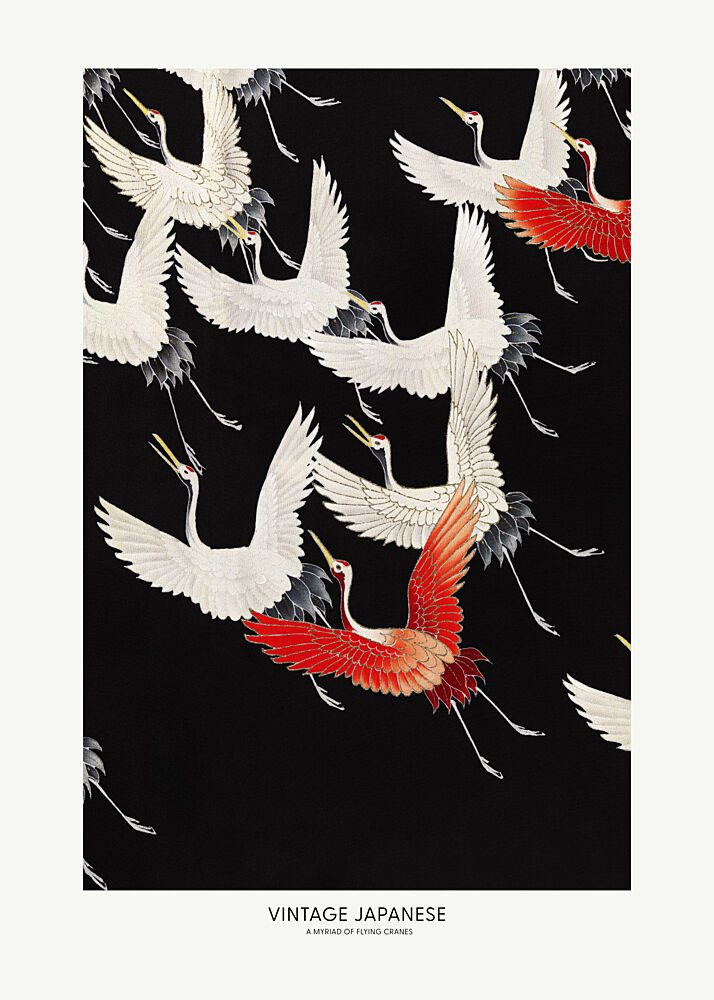 A Myriad of Flying Cranes art print by Vintage Japanese for $57.95 CAD