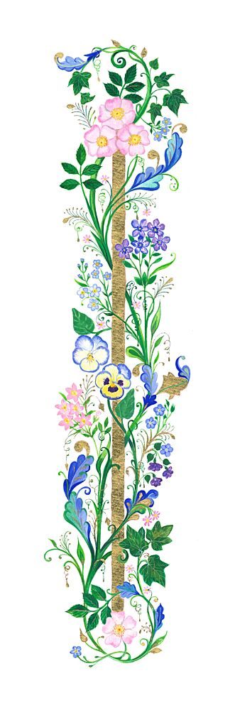 Vertical Floral Border art print by Isabelle Brent for $57.95 CAD