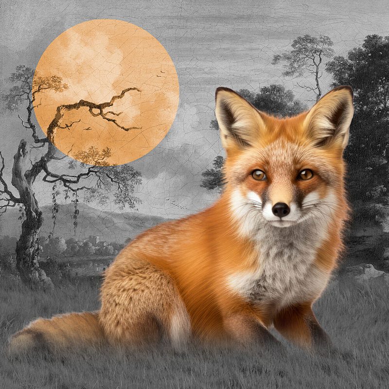 Red Fox Orange Moon art print by Marja van den Hurk for $57.95 CAD