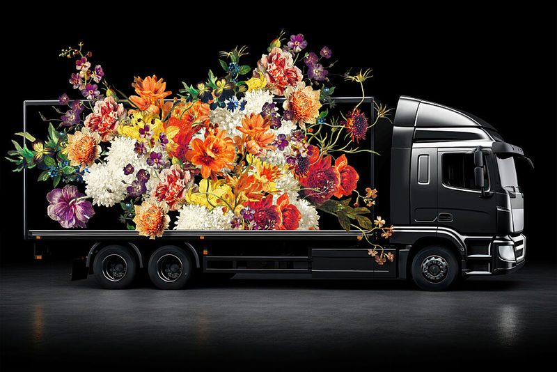 Vibrant Floral Truck art print by Marja van den Hurk for $57.95 CAD