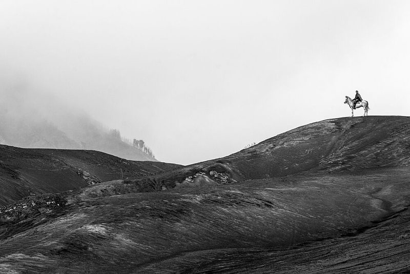 Solitary Rider Misty Landscape art print by Ali Khataw for $57.95 CAD
