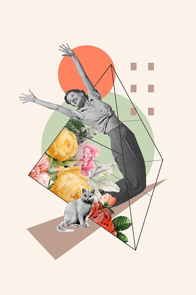 Joyful Woman Floral Collage art print by Marja van den Hurk for $57.95 CAD