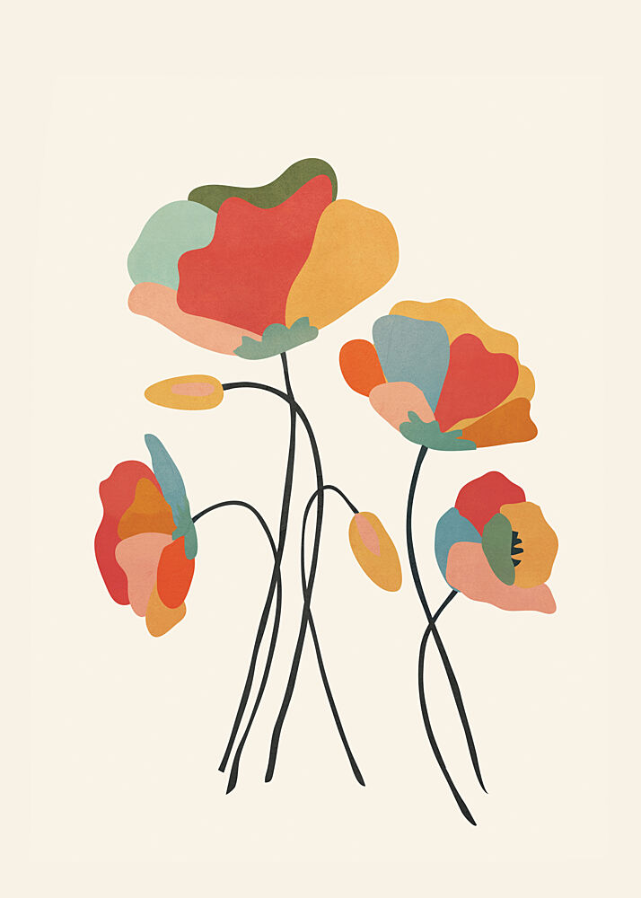 Colorful Abstract Poppies art print by Flow Line for $57.95 CAD
