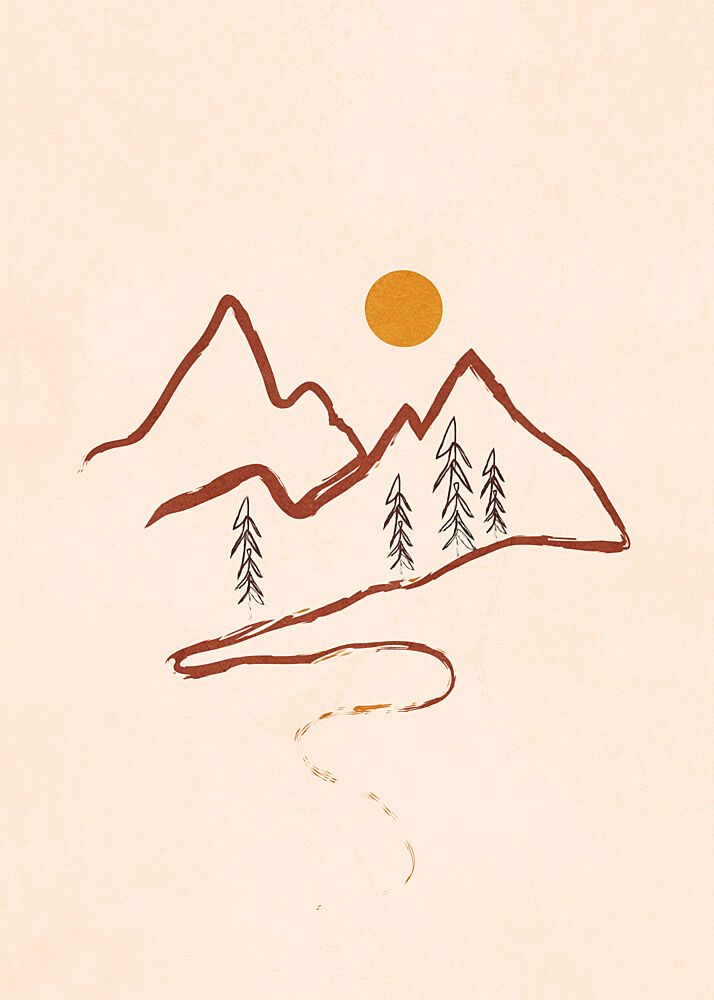 Minimalist Mountain Path art print by Flow Line for $57.95 CAD
