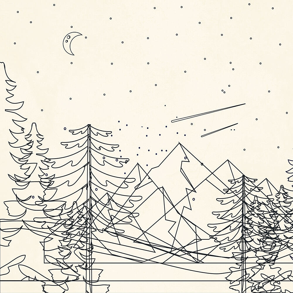 Starry Mountain Night art print by Nadjaa for $57.95 CAD
