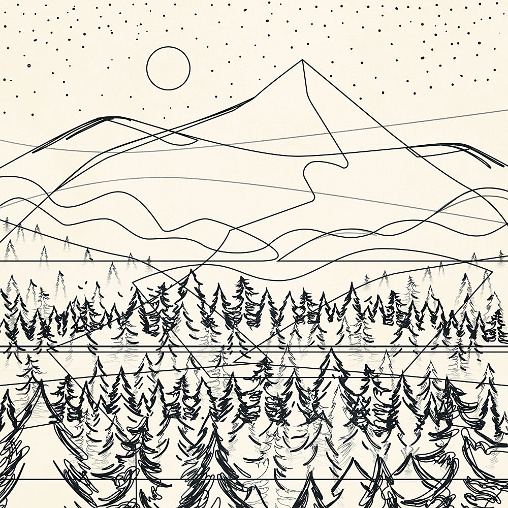 Starry Mountain Forest art print by Nadjaa for $57.95 CAD