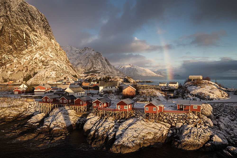 Winter Village Rainbow art print by Dan Mirica for $57.95 CAD