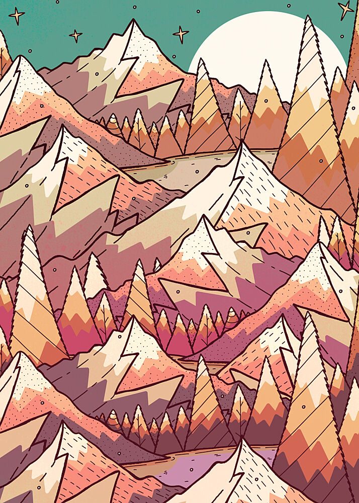 Vibrant Mountain Forest art print by Stephen Wade for $57.95 CAD