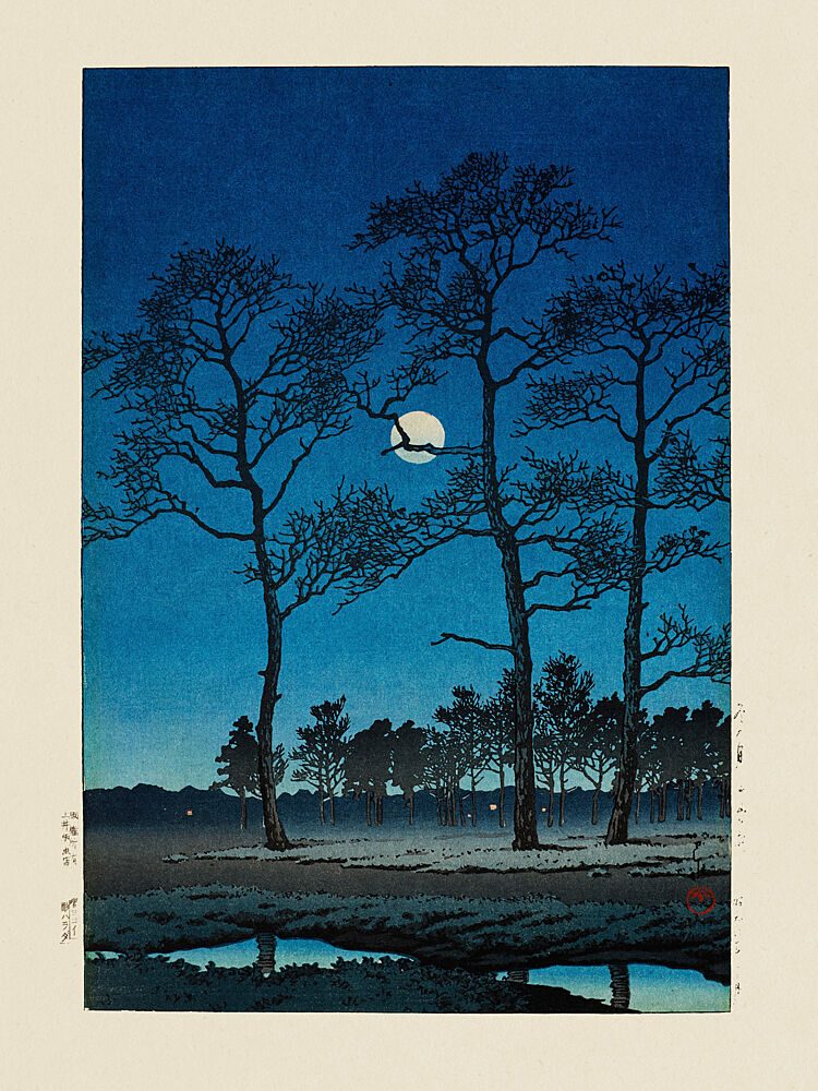 Winter Moon at Toyamagahara 1931 art print by Kawase Hasui for $57.95 CAD