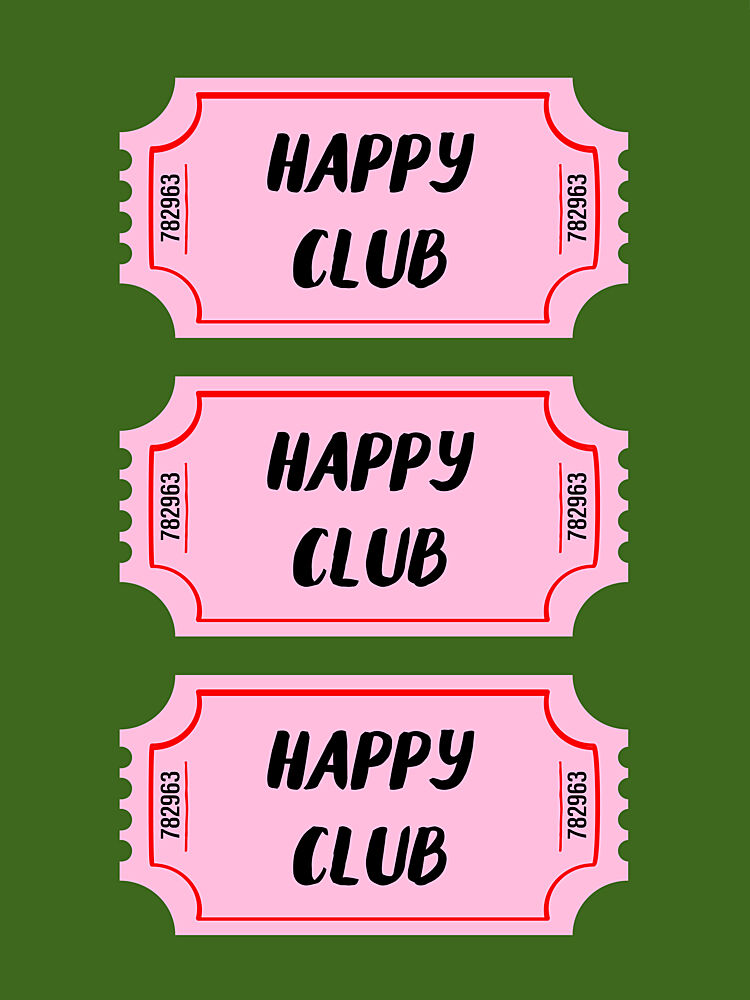 Happy Club Tickets art print by Sudevi Sen for $57.95 CAD