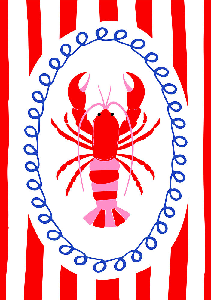 Coastal Red Lobster art print by Sudevi Sen for $57.95 CAD