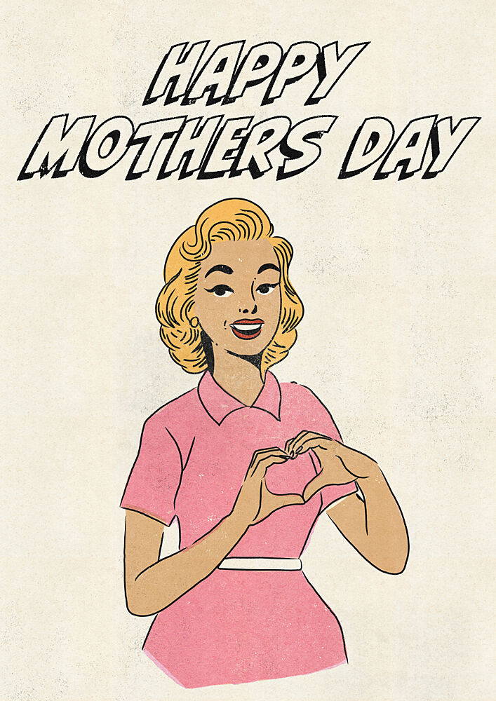 Retro Mothers Day Heart art print by Nicholas for $57.95 CAD