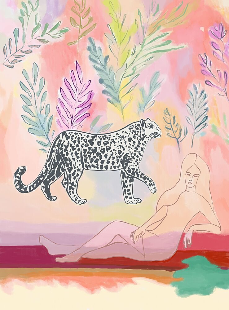 Ethereal Woman and Leopard art print by Beate Tubach for $57.95 CAD