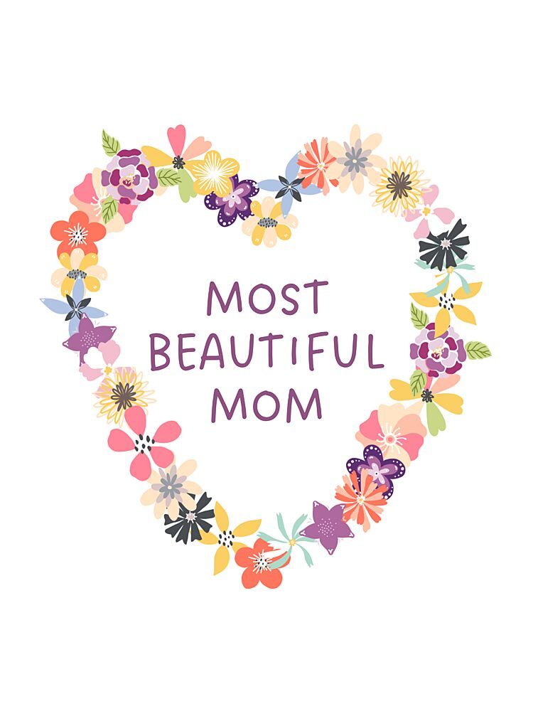 Colorful Floral Mom Heart art print by Ohkimiko for $57.95 CAD