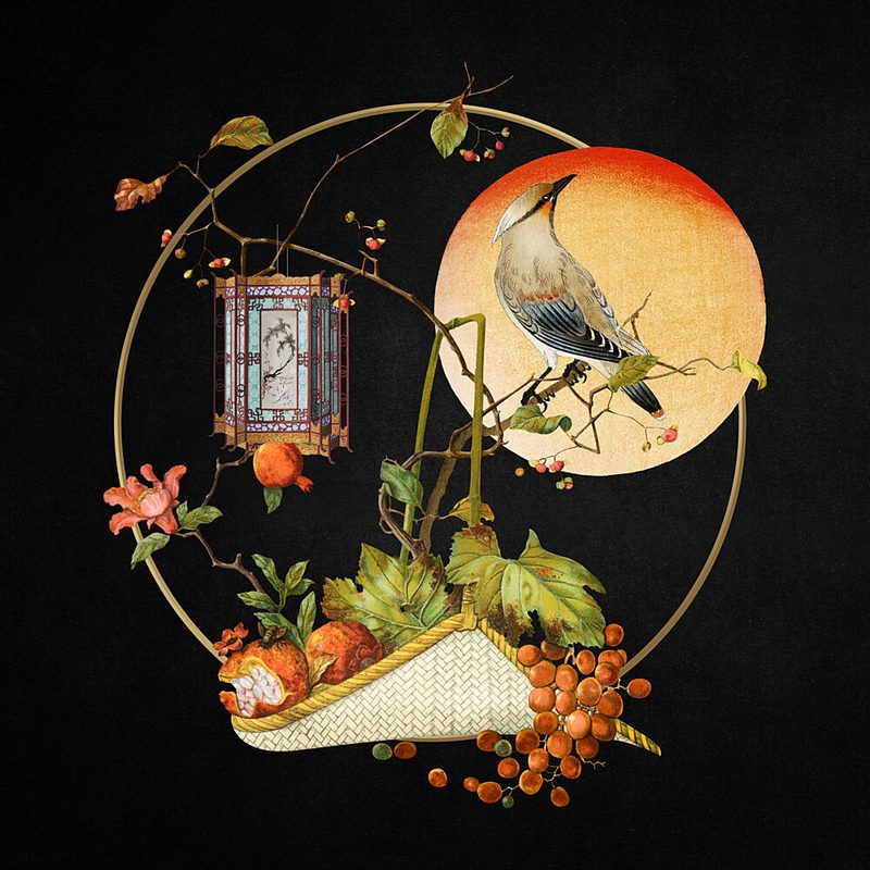 Oriental Bird Harvest Lantern art print by Marja van den Hurk for $57.95 CAD