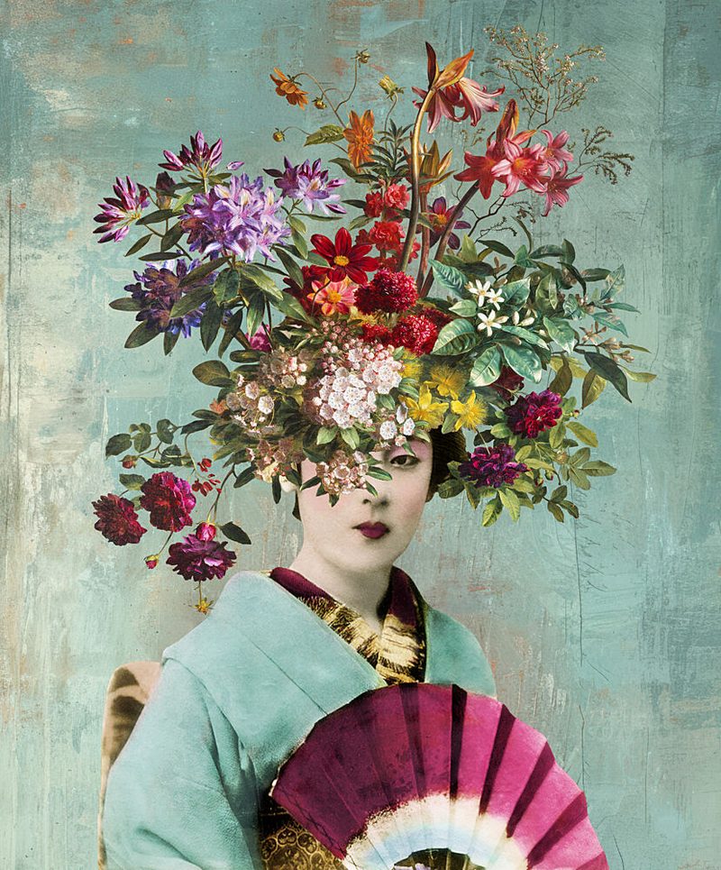Floral Geisha Portrait art print by Marja van den Hurk for $57.95 CAD