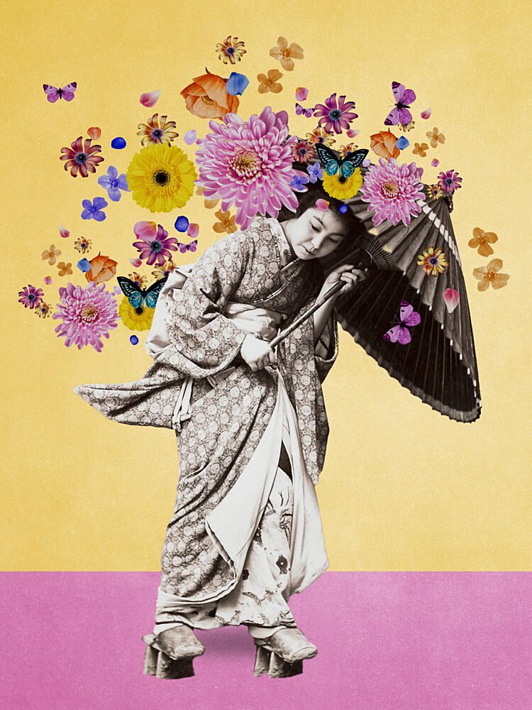 Whimsical Japanese Bloom art print by Marja van den Hurk for $57.95 CAD