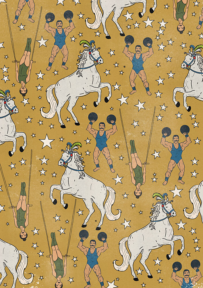 Golden Circus Stars art print by Nicholas for $57.95 CAD