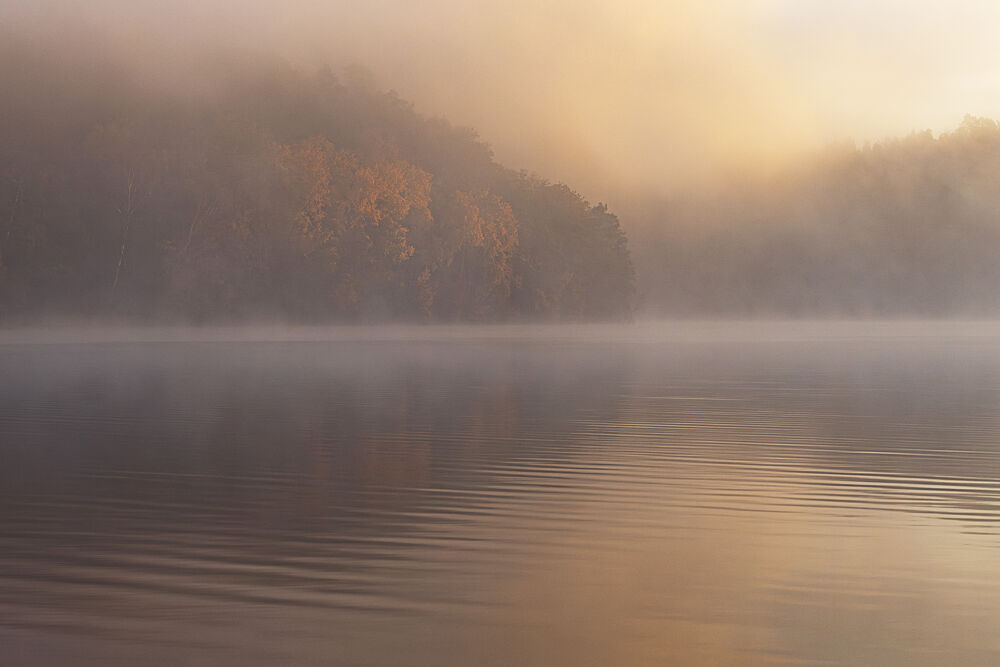 Dawn over Misty Lake art print by P.J.M.Willington for $57.95 CAD