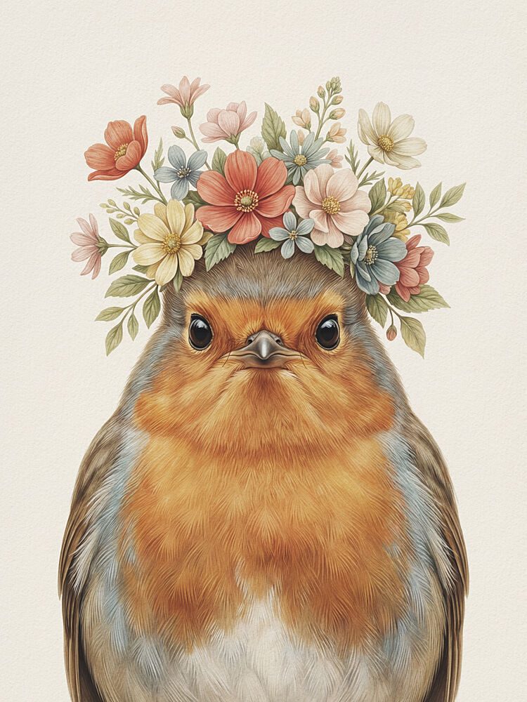 Charming Floral Robin art print by Andreas Magnusson for $57.95 CAD