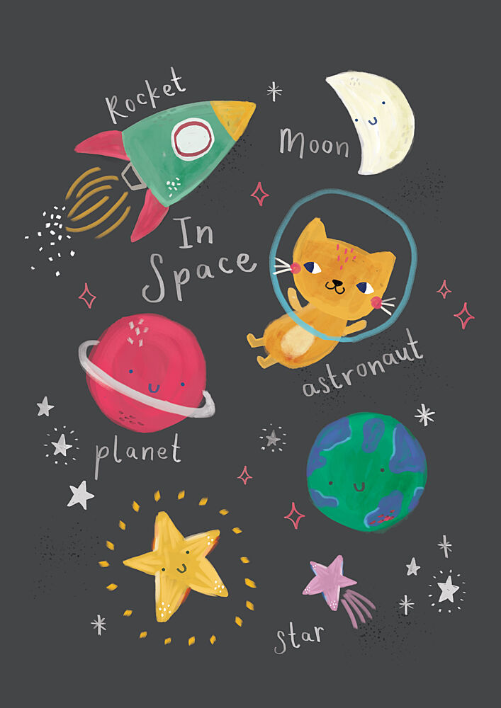 Rocket Cat in Space art print by Laura Pantony for $57.95 CAD