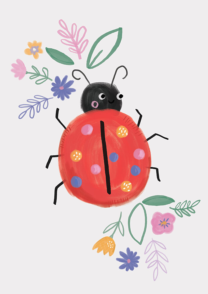 Happy Ladybug Flowers art print by Laura Pantony for $57.95 CAD