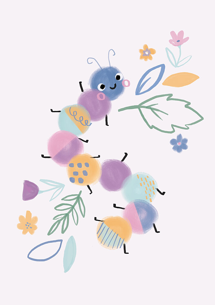 Cute Critters Caterpillar Bug - Modern Kids and Baby Nursery art print by Laura Pantony for $57.95 CAD
