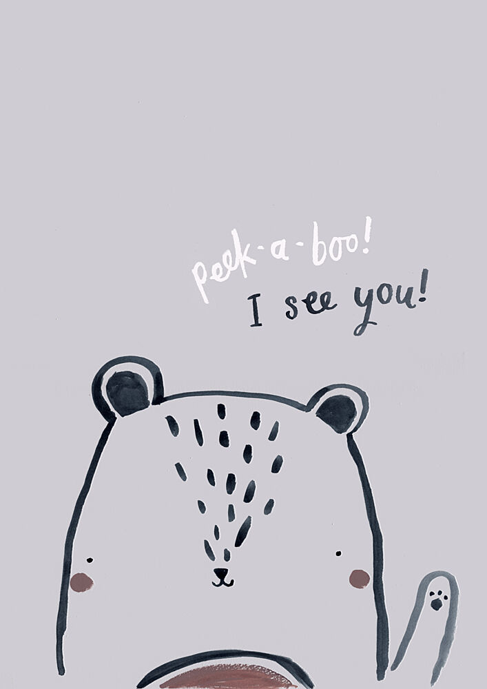Playful Peek-a-Boo Bear art print by Laura Pantony for $57.95 CAD