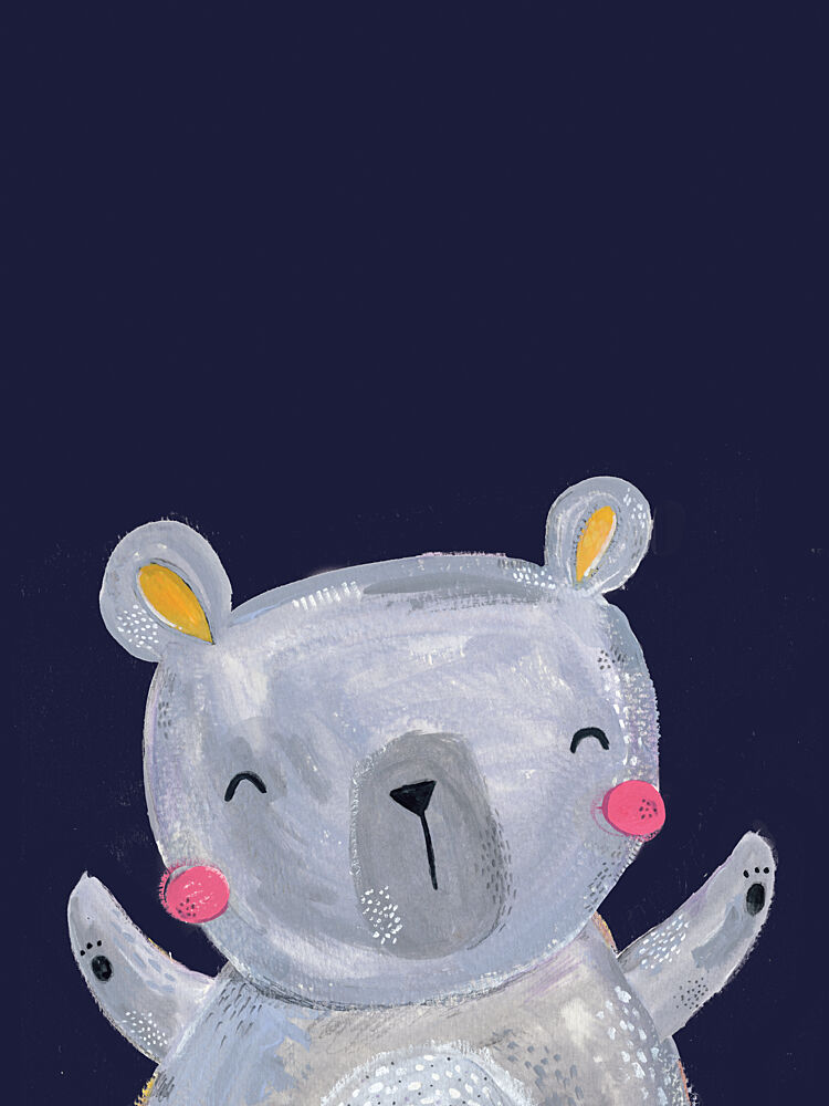 Happy Grey Bear art print by Laura Pantony for $57.95 CAD