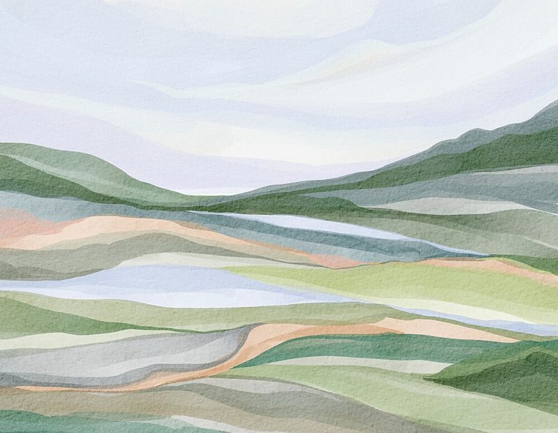 Serene Layered Landscape art print by Nikita Jariwala for $57.95 CAD