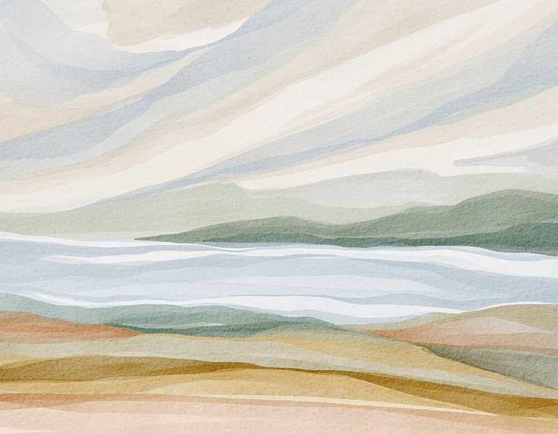 Calm Watercolor Landscape art print by Nikita Jariwala for $57.95 CAD