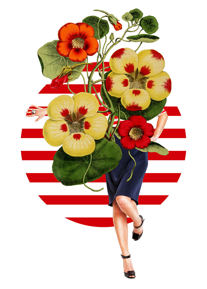 Chic Floral Stripes art print by Marja van den Hurk for $57.95 CAD