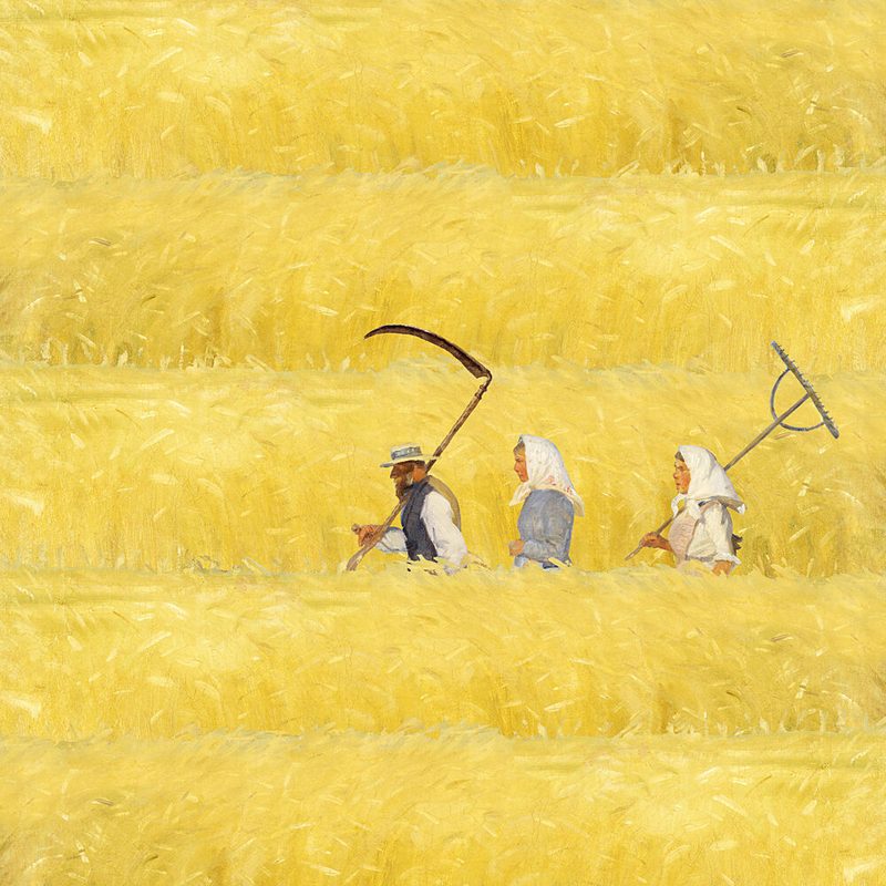 Harvesters in Golden Field art print by Marja van den Hurk for $57.95 CAD