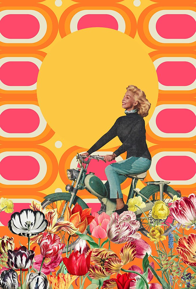 Retro Scooter Blossoms art print by Marja van den Hurk for $57.95 CAD
