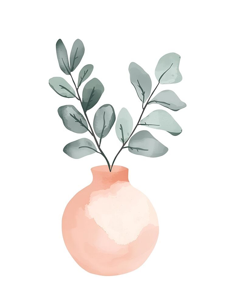 Greenery in Peach Vase art print by Ohkimiko for $57.95 CAD