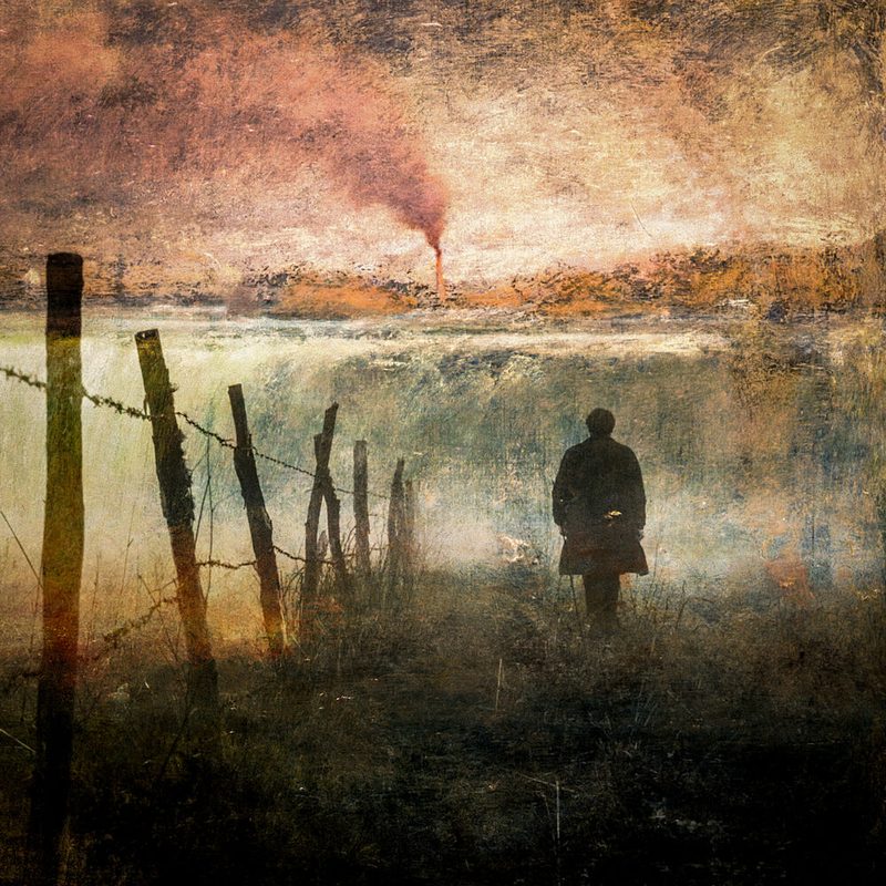 Lone Man Industrial Landscape art print by Marja van den Hurk for $57.95 CAD