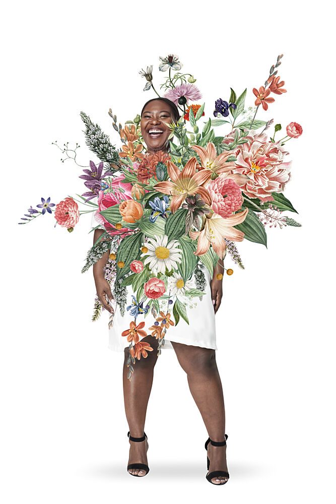 Vibrant Floral Woman art print by Marja van den Hurk for $57.95 CAD