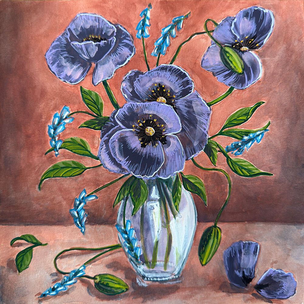 Purple Poppy Arrangement art print by Renee Machan Cottagecore for $57.95 CAD