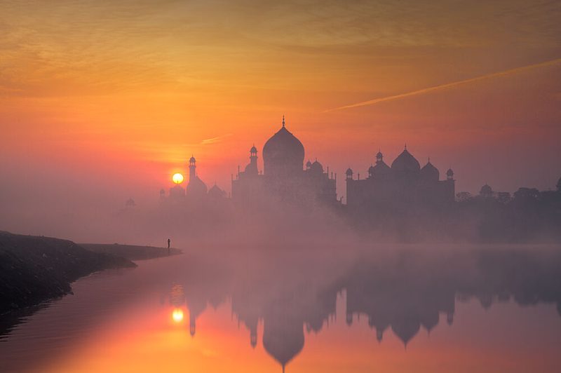 Misty Taj Mahal Sunrise art print by Sandeep Mathur for $57.95 CAD