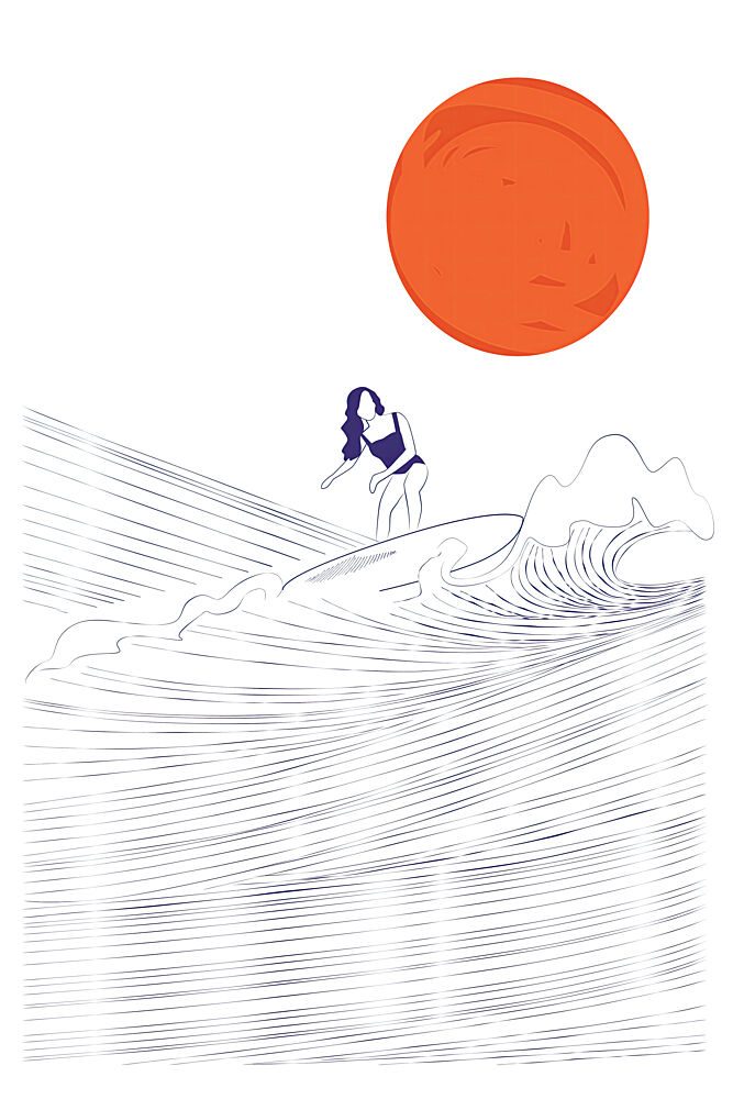 Sunsetsurfing art print by Treechild for $57.95 CAD