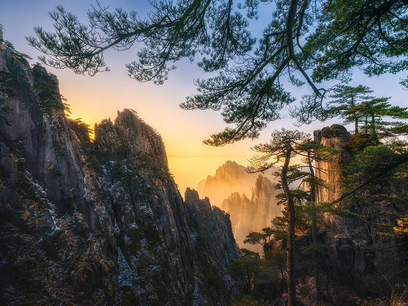 Misty Mountain Sunrise art print by Yuan Cui for $57.95 CAD